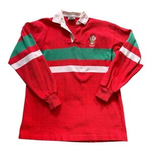Barbarian Rugby Wear Wales Long Sleeve Striped Red Polo Athletic XXL